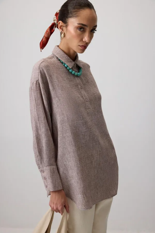 Tunique mélangée à col chemise