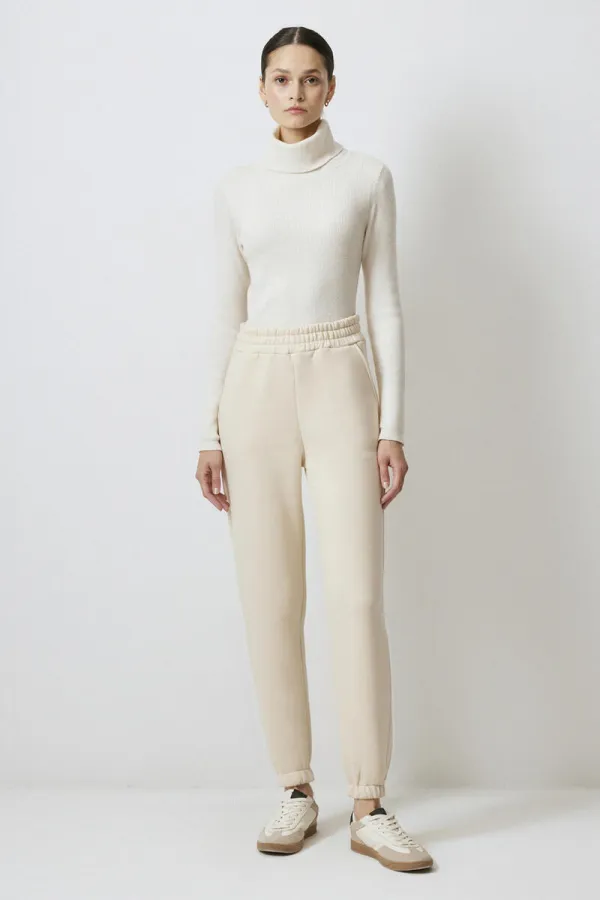PANTALON EN MAILLE BROSSÉE 100% COTON