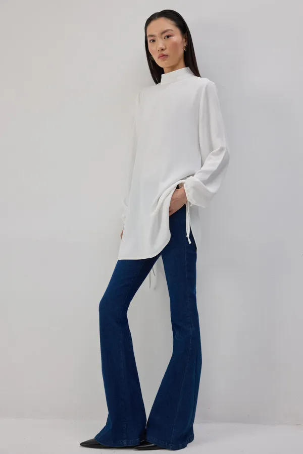STAND COLLAR CREPE TUNIC