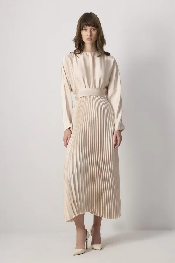 PİLELİ SATEN  ELBİSE