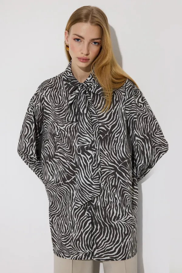 ZEBRA DESEN SATEN GÖMLEK