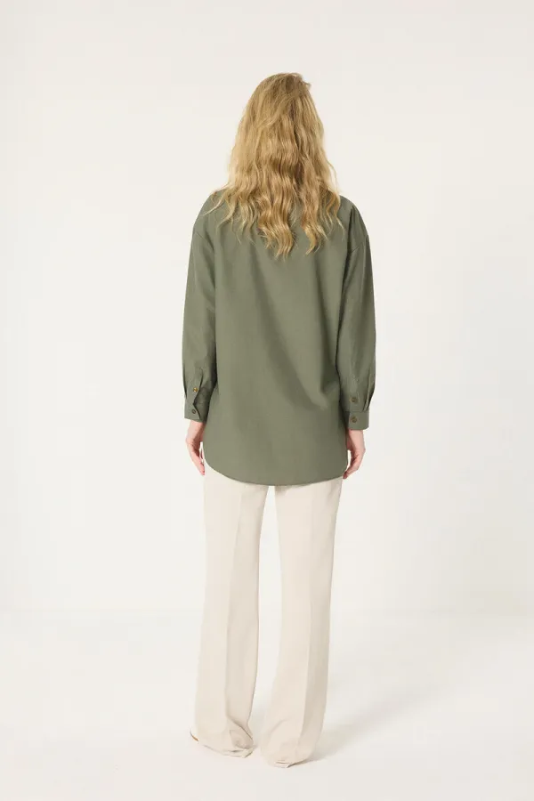 POPLIN SHIRT WITH PEARL DETAILS