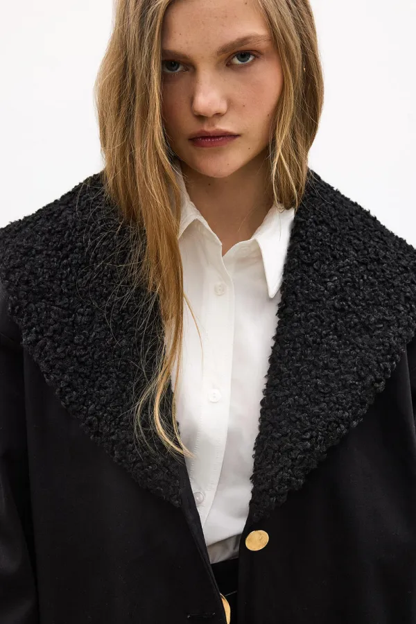 FURRY COLLAR TABARDINE JACKET FURRY COLLAR TABARDINE JACKET
