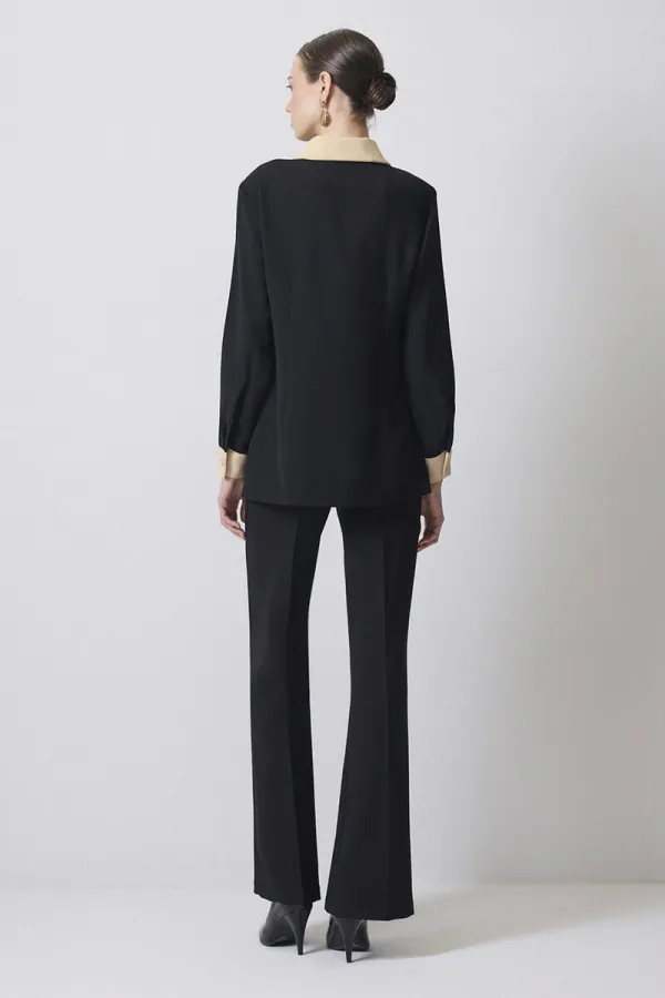 GOLD BUTTONED CREPE SHIRT