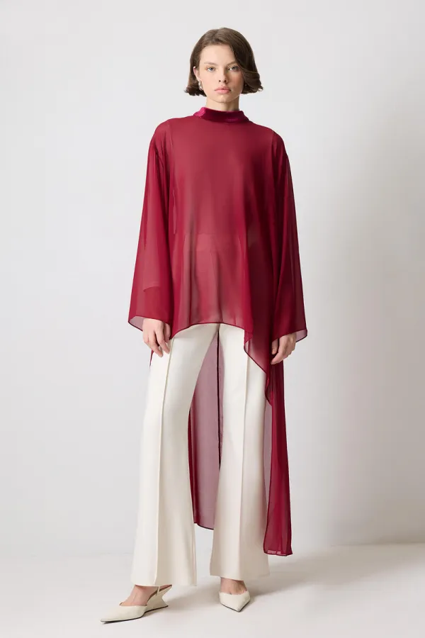 KADİFE DETAYLI ŞİFON TUNİK