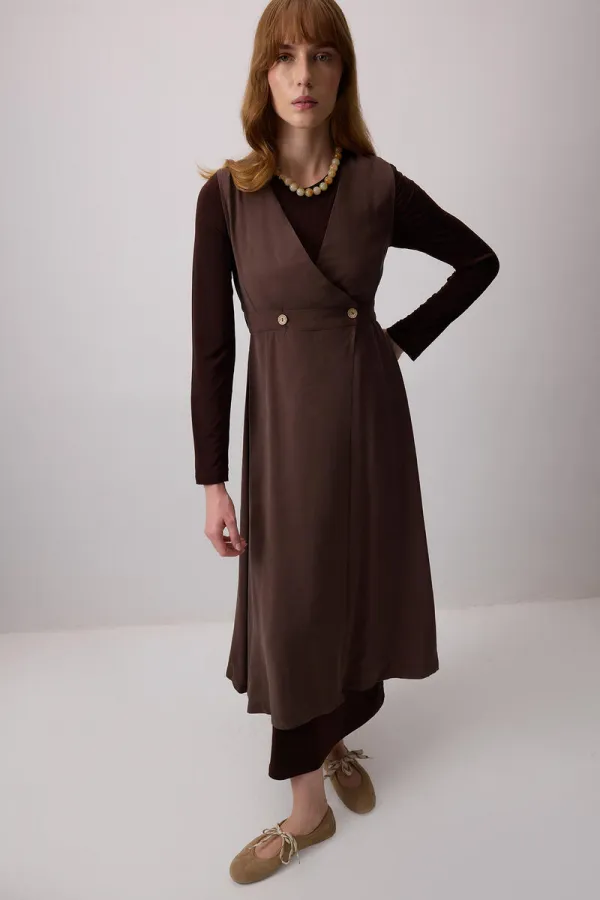 WRAP-BREASTED PLEATED VEST