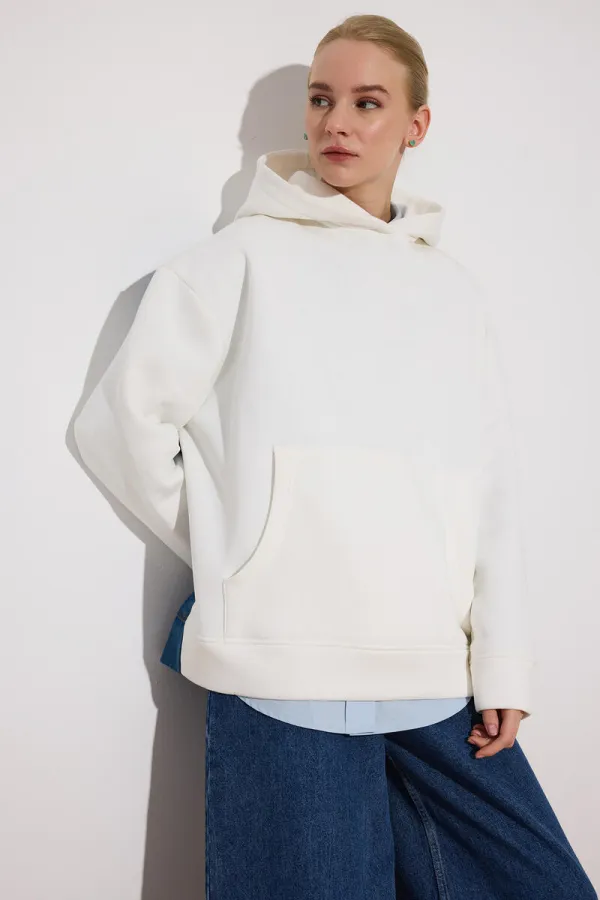 HOODED DENIM DETAILED TUNIC