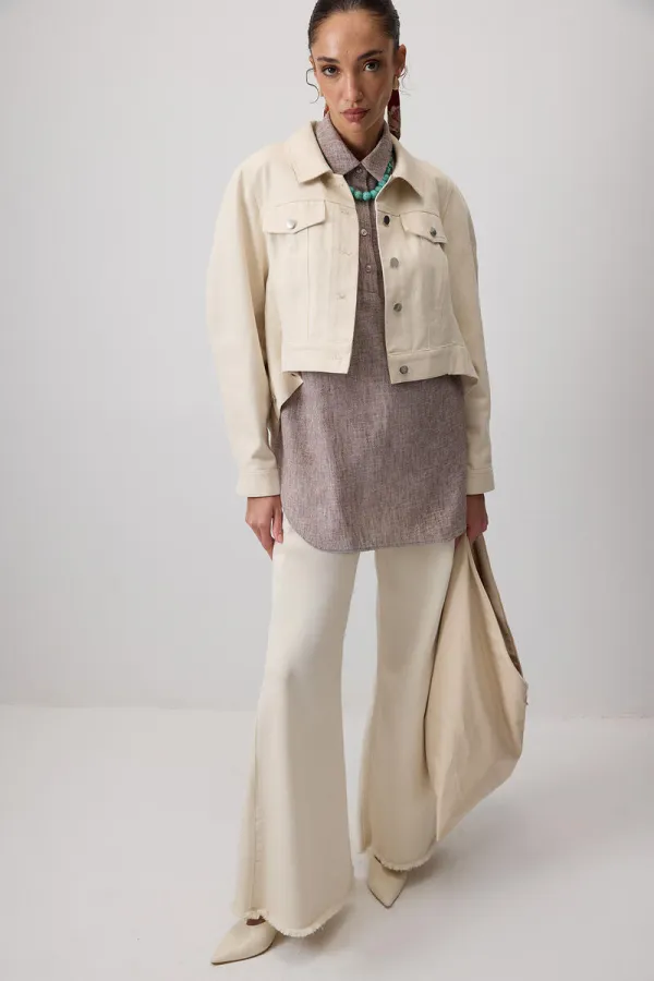 Tunique mélangée à col chemise