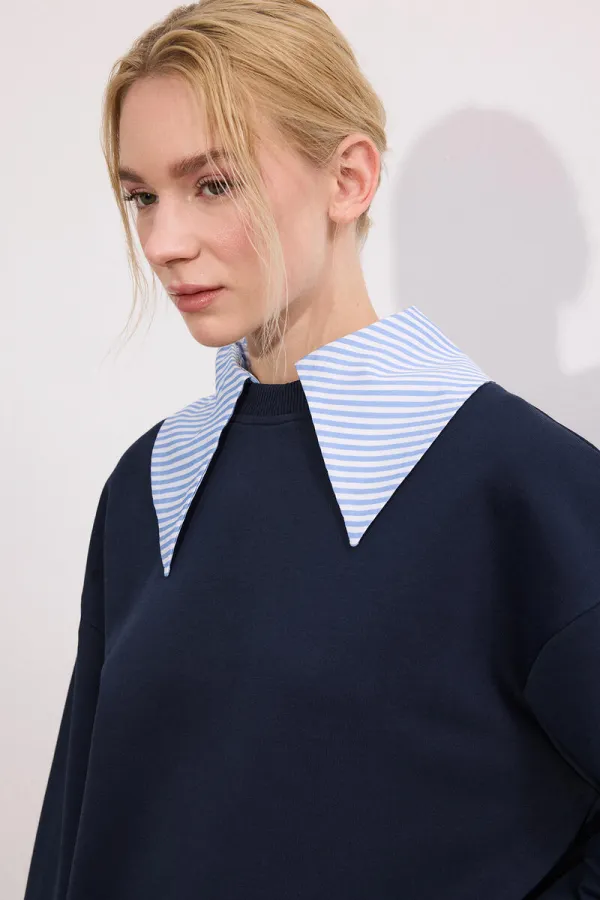 CONTRAST STRIPED SWEATSHIRT CONTRAST STRIPED SWEATSHIRT