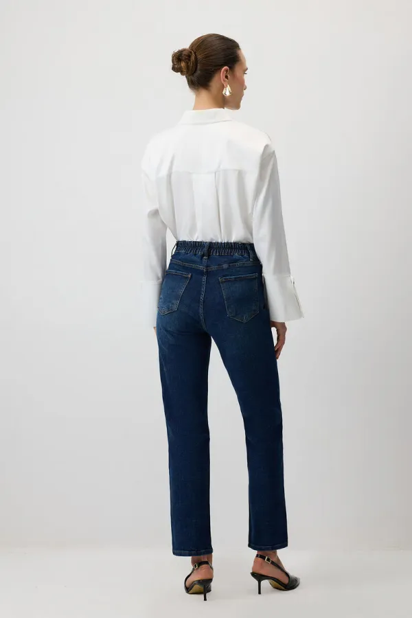 ELASTIC WAIST DENIM PANTS