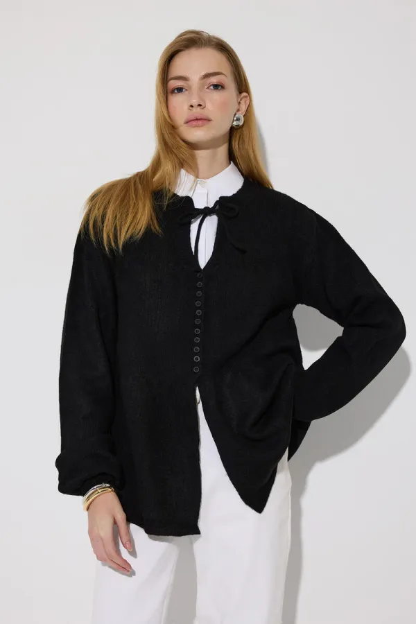 TIE-UP KNITTED CARDIGAN