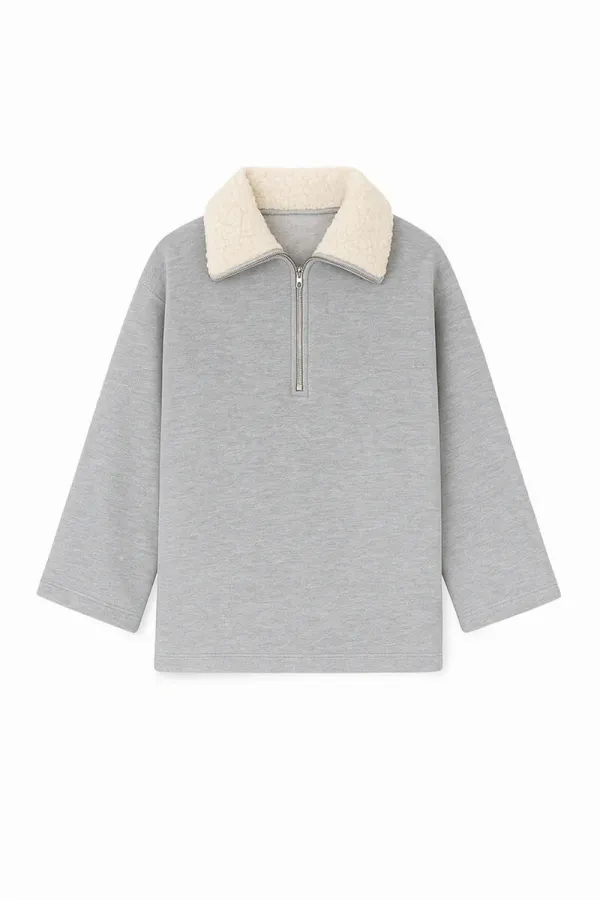 FUR-COLLARED SWEATSHIRT