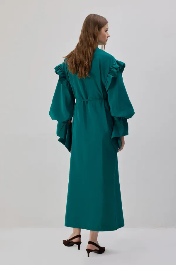 RUFFLED CUPRA DRESS