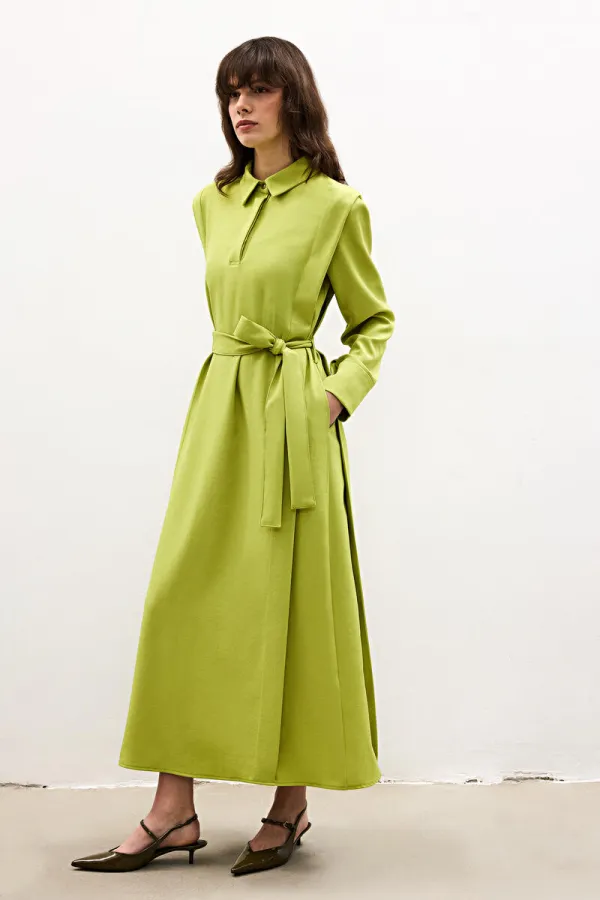 SHIRT COLLAR CREPE DRESS SHIRT COLLAR CREPE DRESS