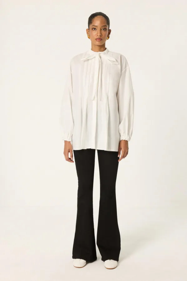 FRONT PLEATED POPLIN SHIRT FRONT PLEATED POPLIN SHIRT
