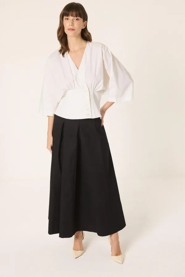 PLEATED GABARDINE SKIRT