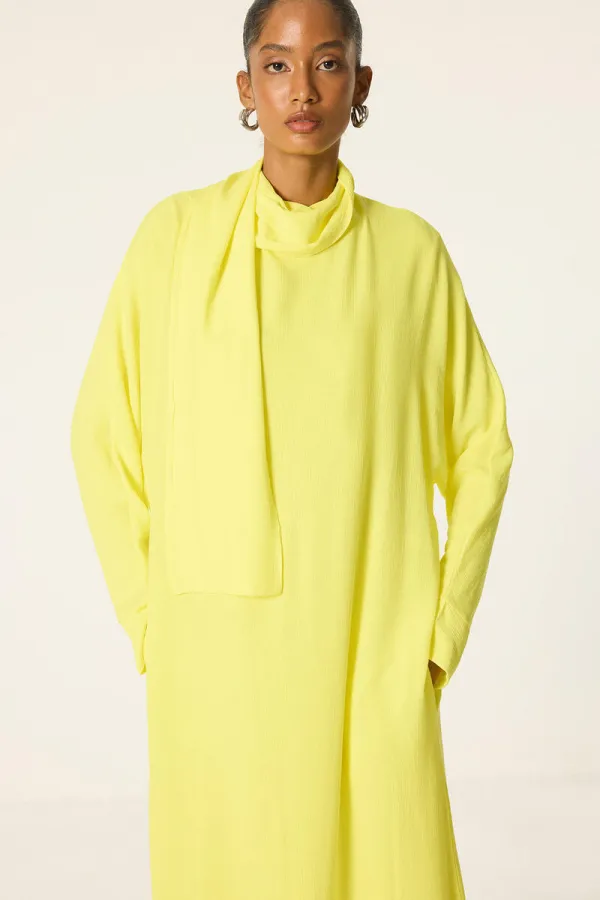 DİK YAKA VİSKON ELBİSE