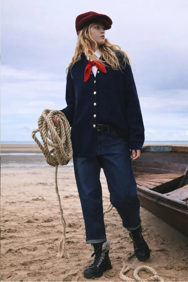 LONG CARDIGAN WITH GOLD BUTTONS