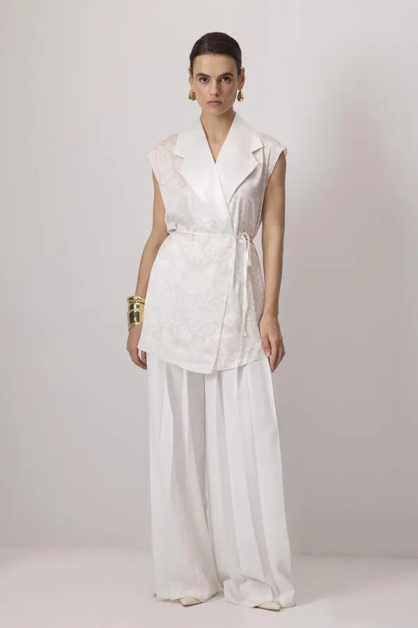 PATTERNED SATIN DOUBLE-BREASTED VEST