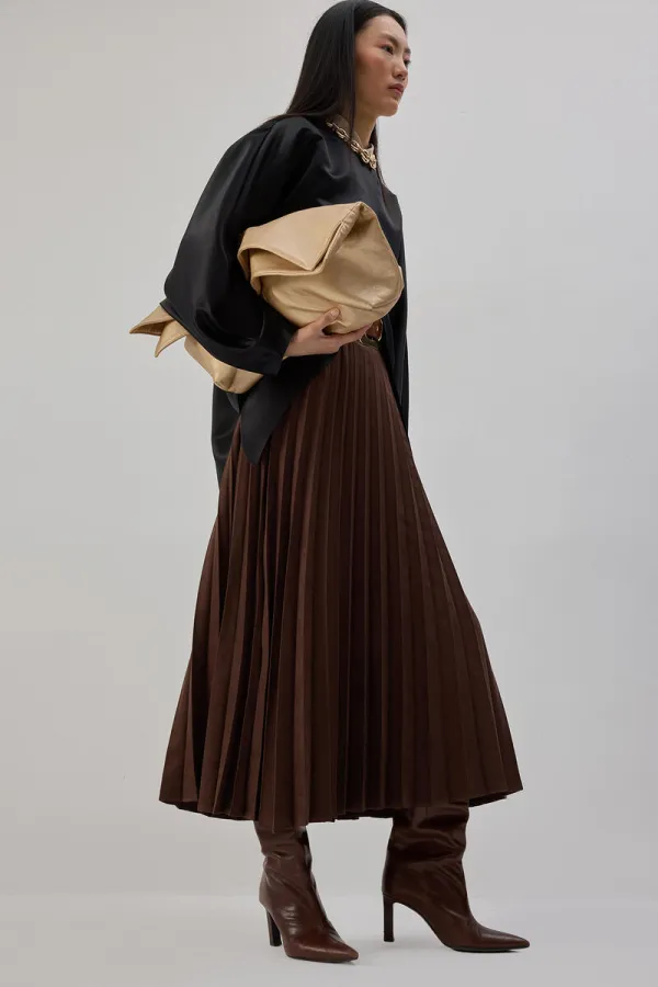 JUPE PLISSÉE EN DAIM
