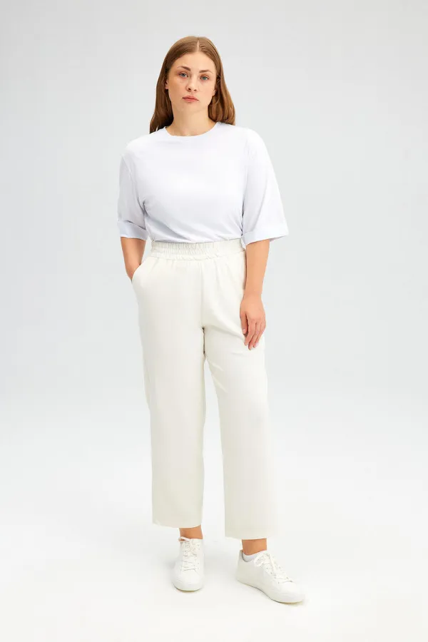 Crepe pants with elastic waistband Crepe pants with elastic waistband