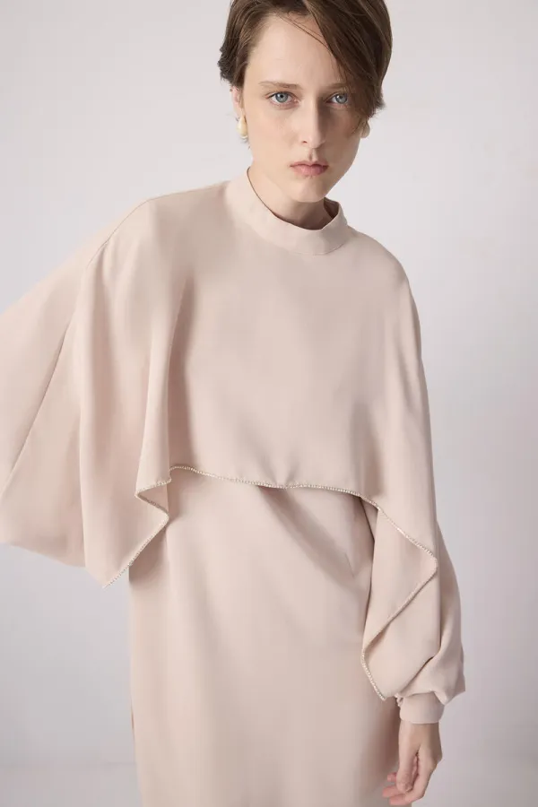 TAŞ İŞLEMELİ PELERİN ELBİSE