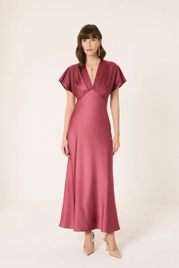V-neck satin dress