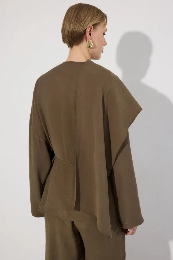 Shawl Collar Tunic and Trousers 2-Piece Set