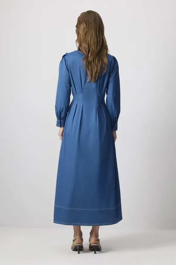 100% COTTON CONTRAST STITCHED SHIRT DRESS 100% COTTON CONTRAST STITCHED SHIRT DRESS