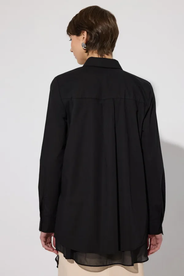 CHEMISE EN POPLIN AVEC DÉTAILS EN CHIFFON