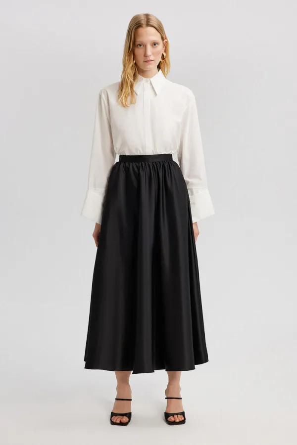 RUFFLED SATIN SKIRT RUFFLED SATIN SKIRT