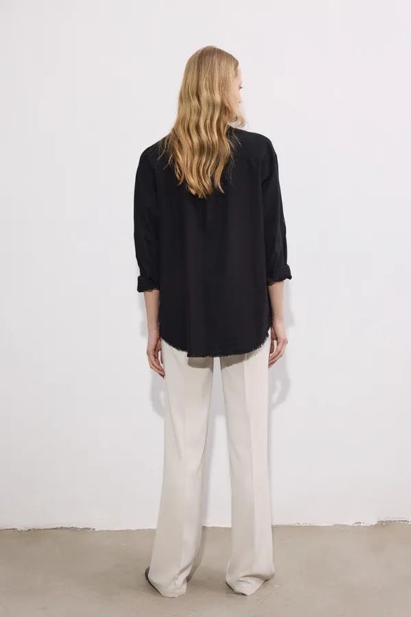 ETEK UCU PÜSKÜLLÜ POPLİN GÖMLEK