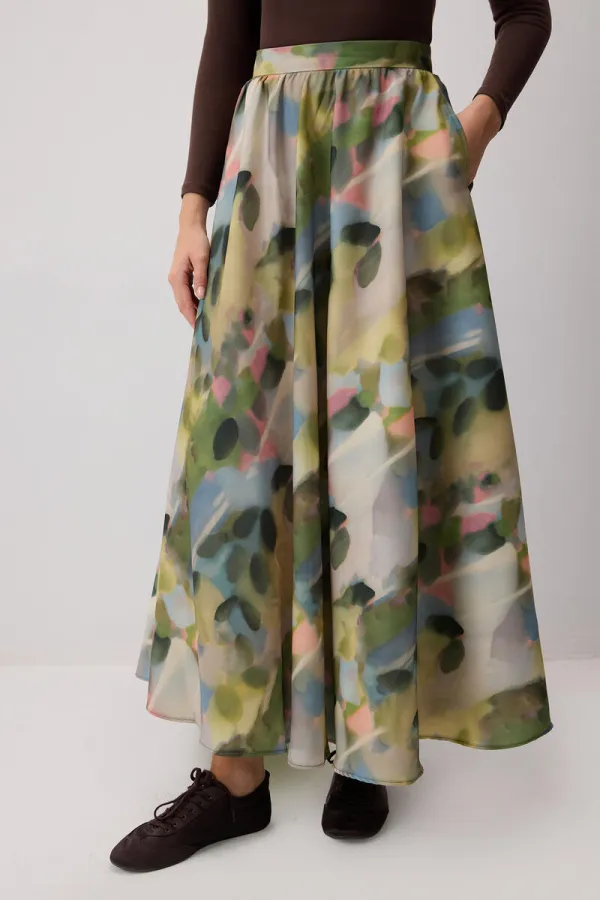 PATTERNED SATIN SKIRT PATTERNED SATIN SKIRT
