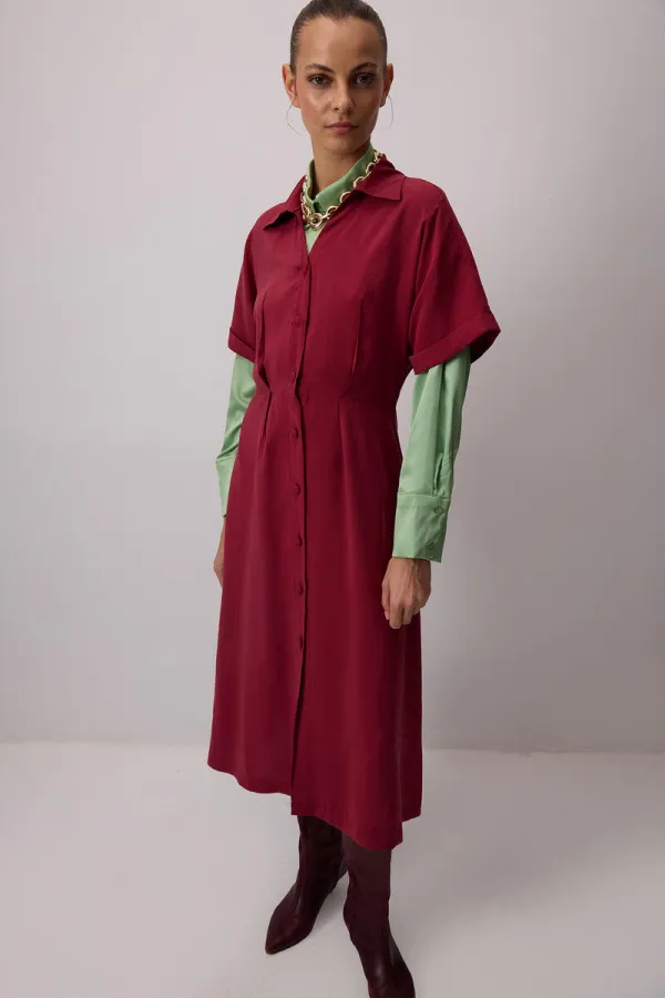 KISA KOLLU MODAL GÖMLEK ELBİSE