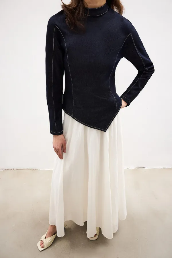 LİKRALI DENİM BLUZ ETEK 2'Lİ TAKIM