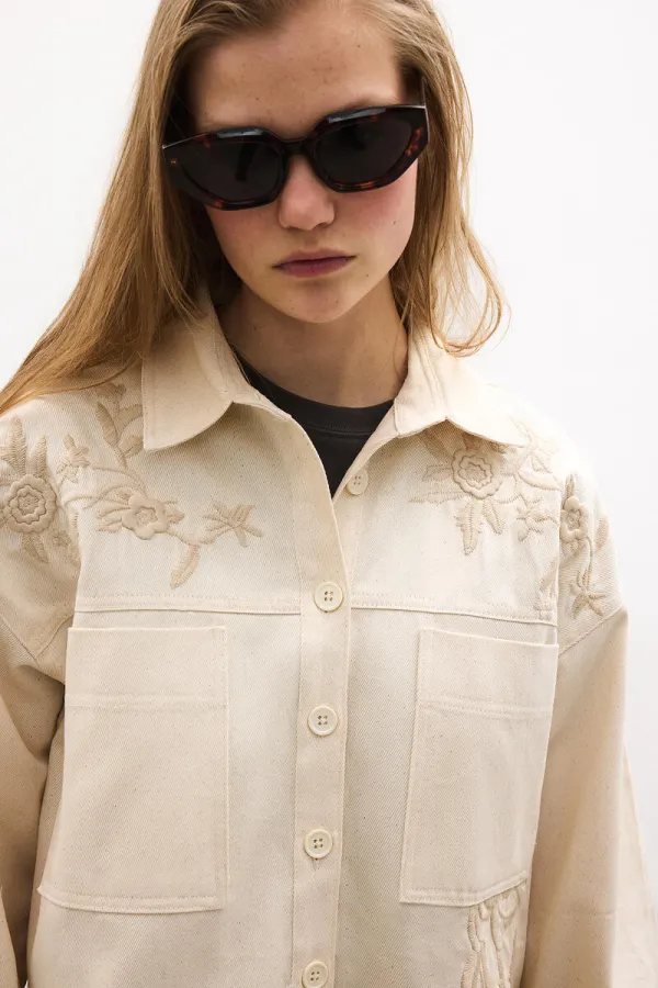 EMBROIDERED GABARDINE SHIRT - JACKET EMBROIDERED GABARDINE SHIRT - JACKET