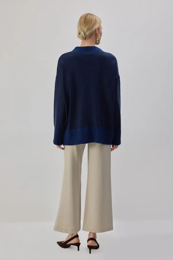 CONTRASTING COLORS KNITTED TUNIC