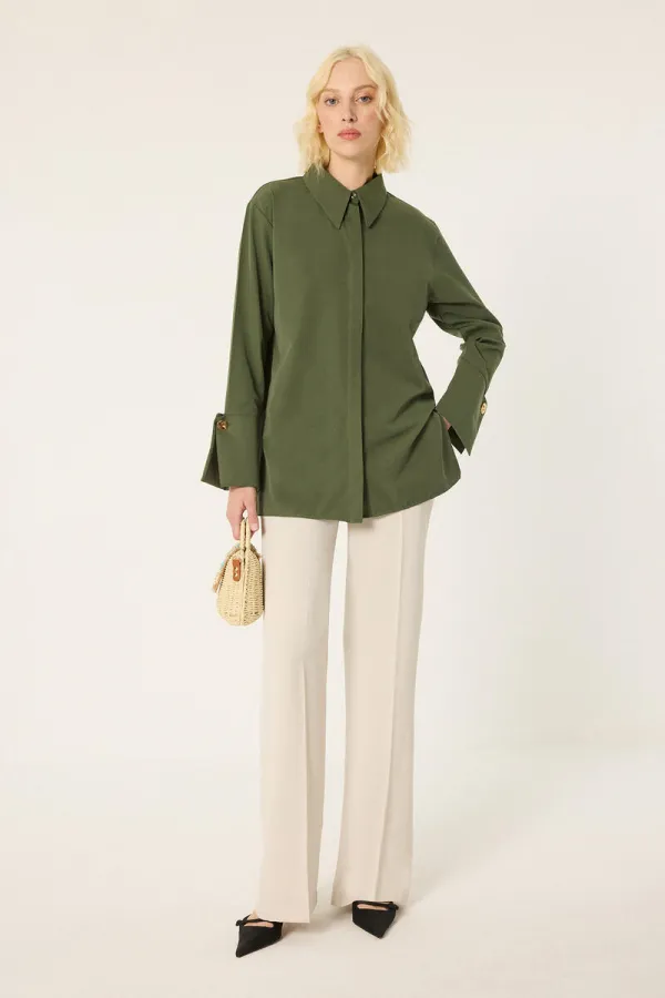 CHEMISE EN POPLIN À POIGNETS LARGES