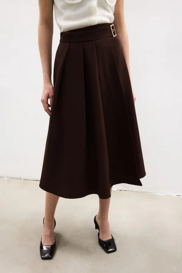 PLEATED BELTED SKIRT
