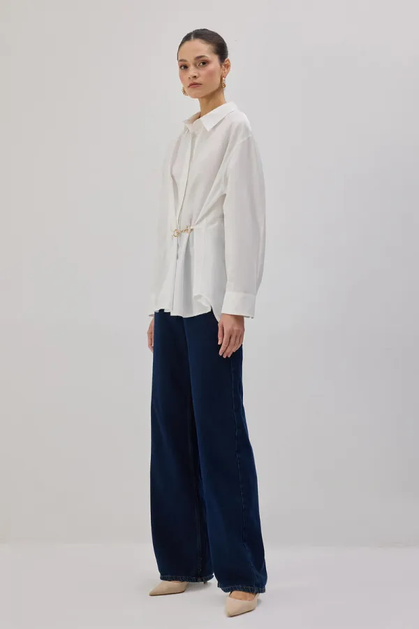 POPLIN SHIRT WITH METAL ACCESSORIES