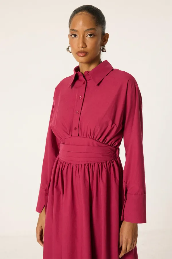 KORSAJ BEL GÖMLEK YAKA ELBİSE