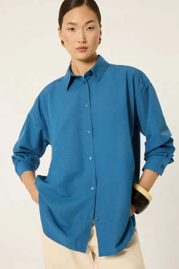 OVERSIZE FİT POPLİN GÖMLEK