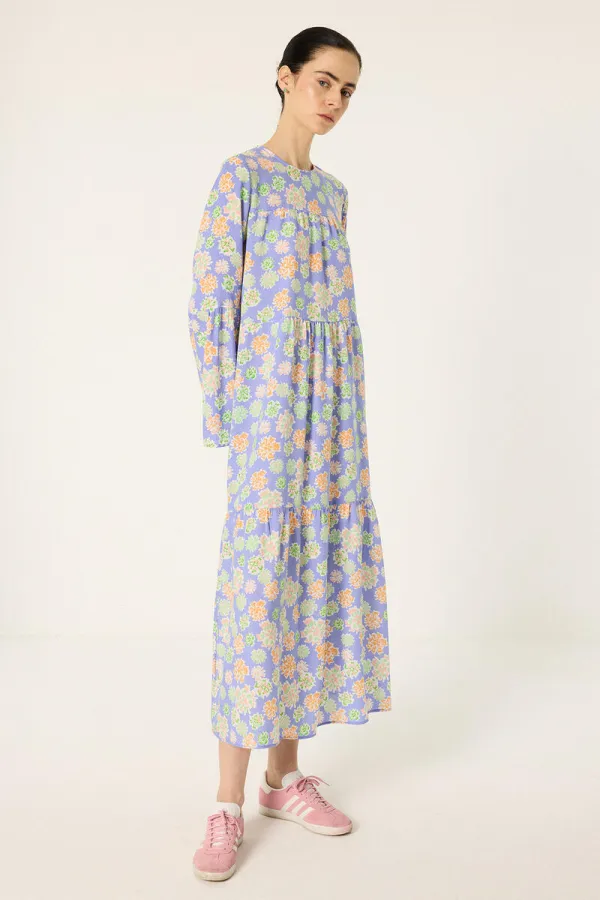 PATTERNED RUFFLED DRESS PATTERNED RUFFLED DRESS