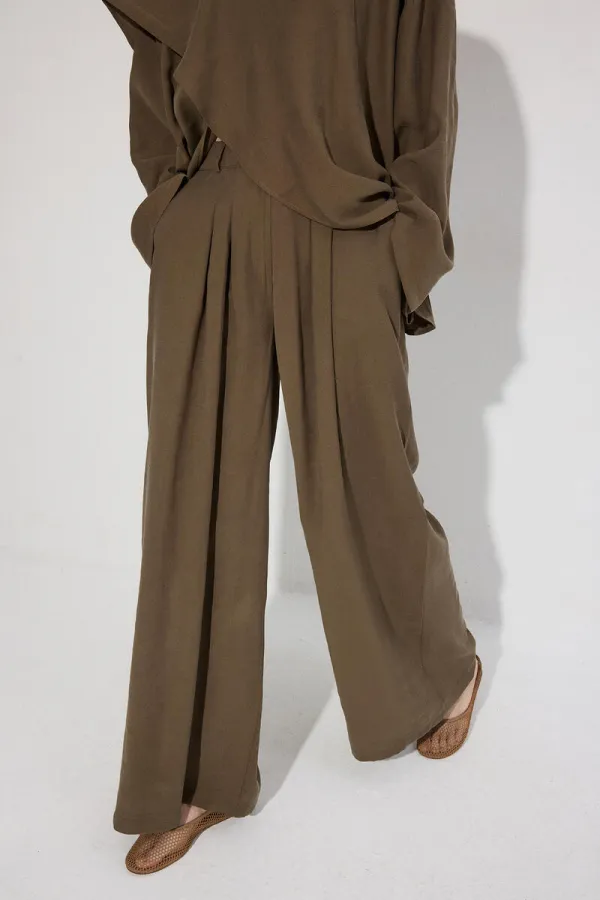 Shawl Collar Tunic and Trousers 2-Piece Set