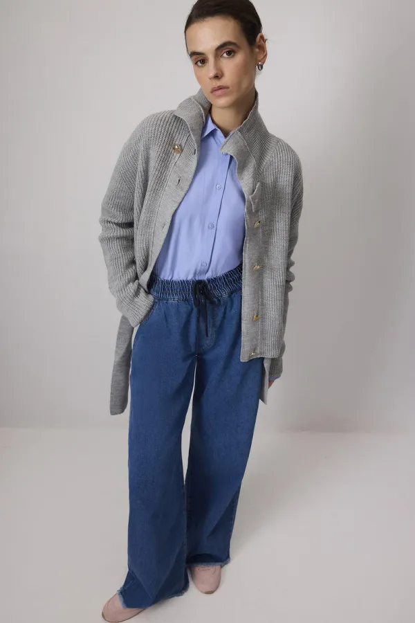 BELİ LASTİKLİ DENİM PANTOLON BELİ LASTİKLİ DENİM PANTOLON