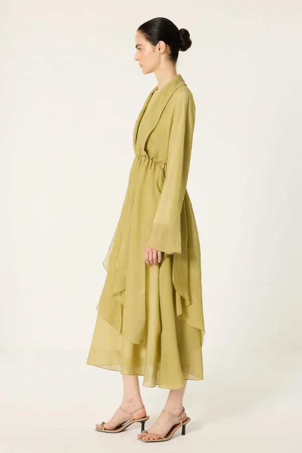 ASYMMETRICALLY CUT BELTED DRESS ASYMMETRICALLY CUT BELTED DRESS