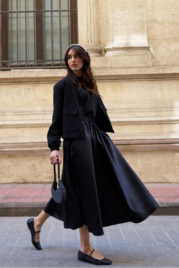 RUFFLED SATIN SKIRT RUFFLED SATIN SKIRT
