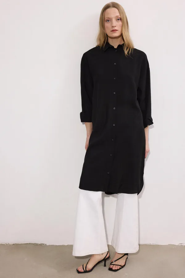 POPLİN MAXİ GÖMLEK