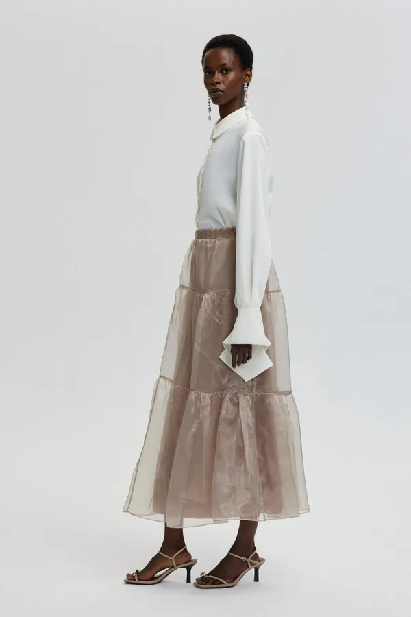 JUPE EN ORGANZA À VOLANTS