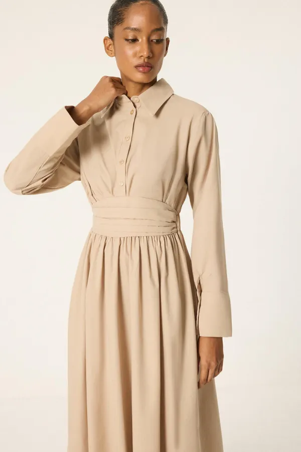 CORSET WAIST SHIRT COLLAR DRESS CORSET WAIST SHIRT COLLAR DRESS